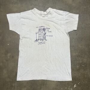 Vintage 80s USS America White Military Graphic T-Shirt